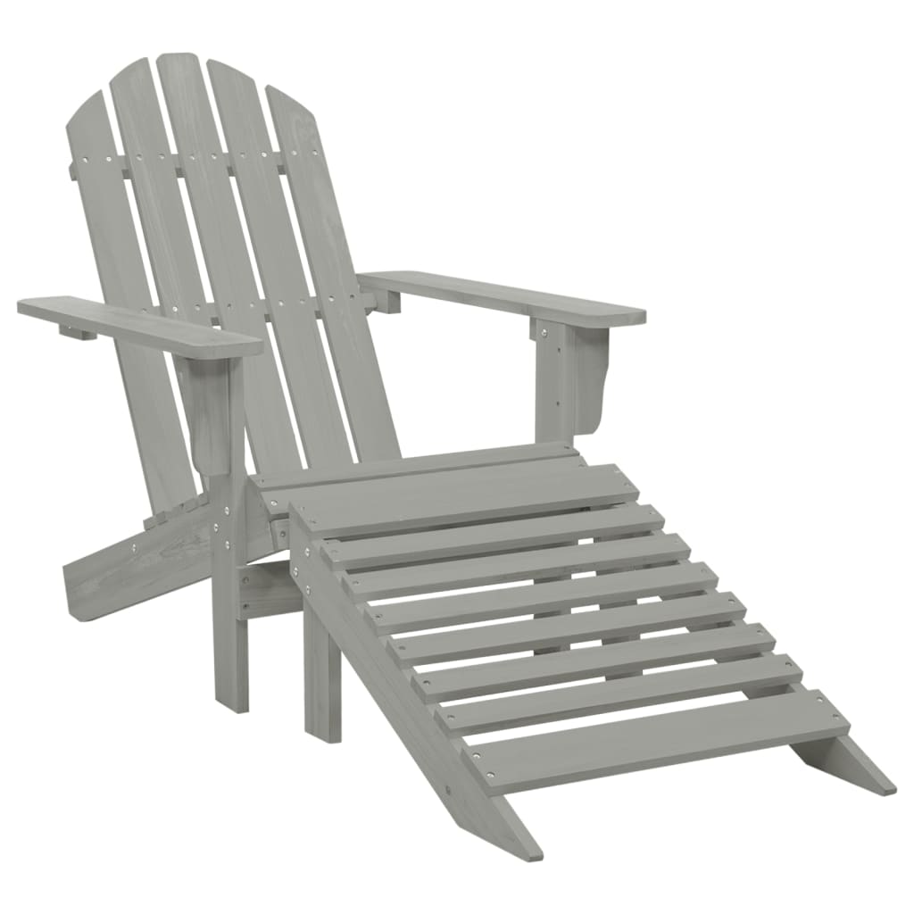 vidaXL Cadeira de jardim com otomano madeira cinzento
