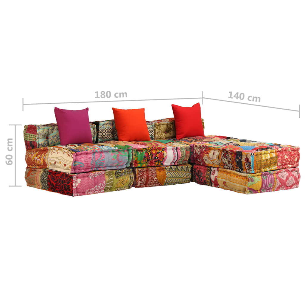 vidaXL Conjunto de sofás modulares 14 pcs retalhos de tecido