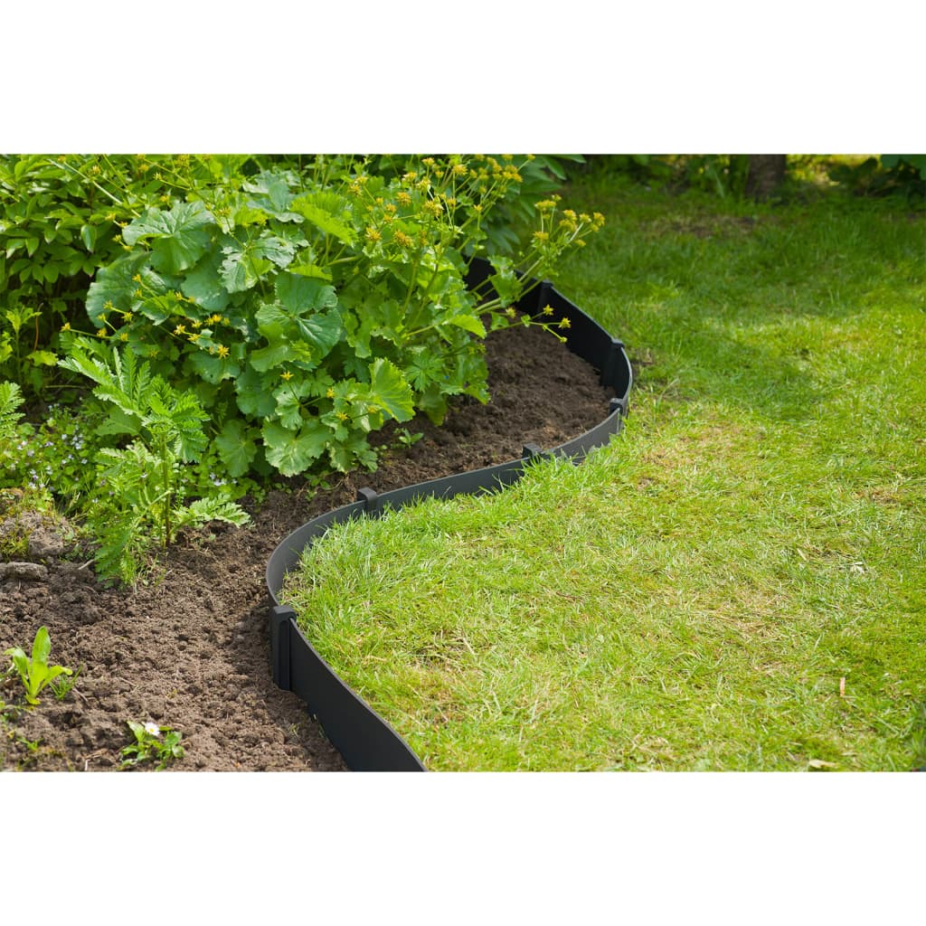 Nature Conjunto de bordas de jardim com estacas 7,5 cm x 10 m preto