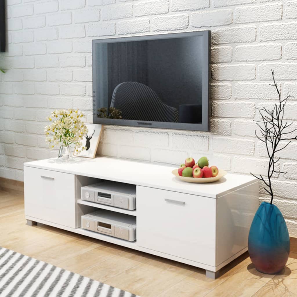vidaXL Móvel de TV 140x40,5x35 cm branco brilhante
