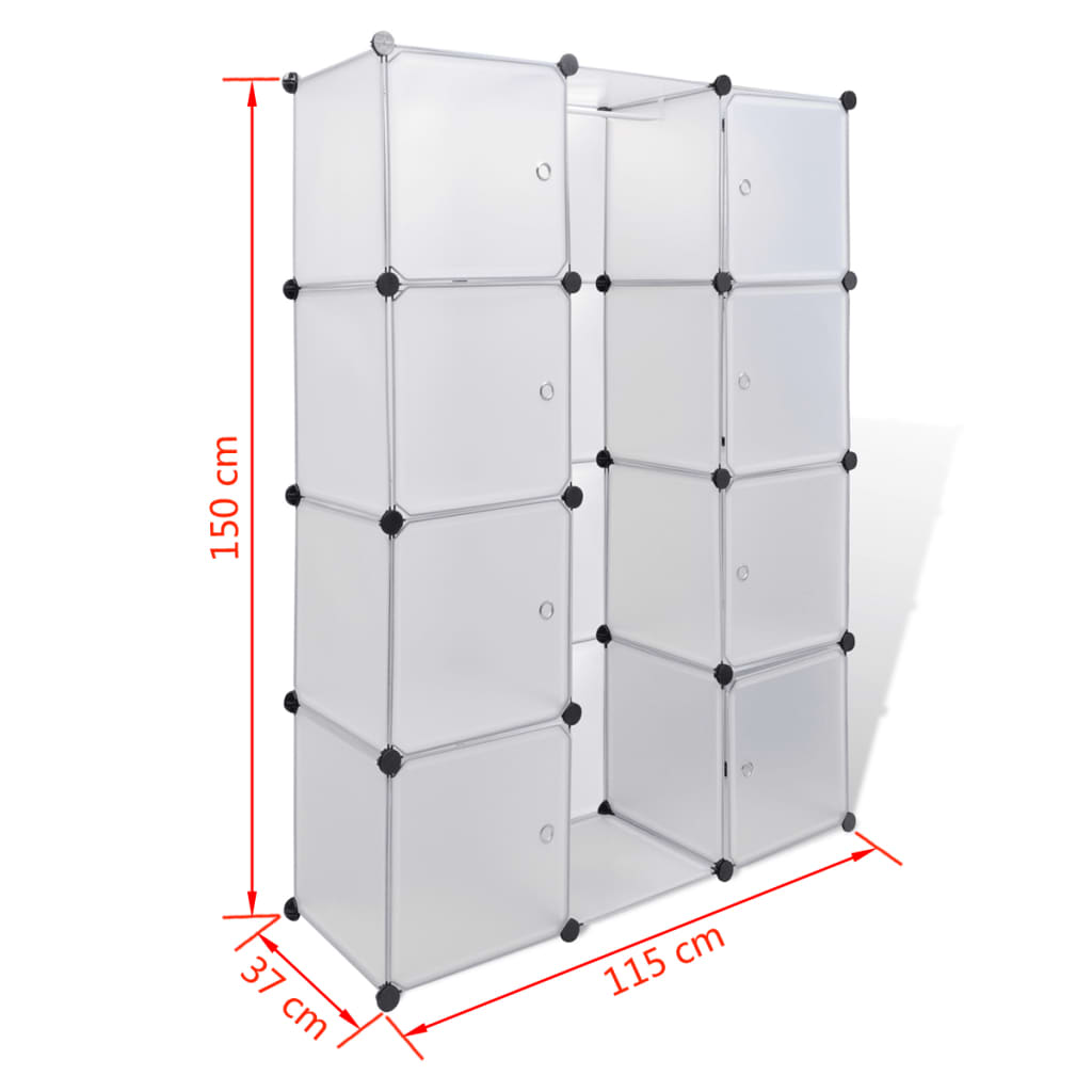 vidaXL Armário plástico modular 9 gavetas 37x115x150 cm branco