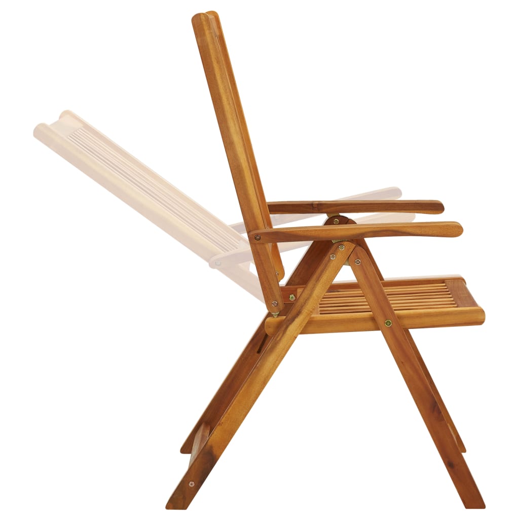 vidaXL Cadeiras de jardim reclináveis 3 pcs madeira de acácia maciça