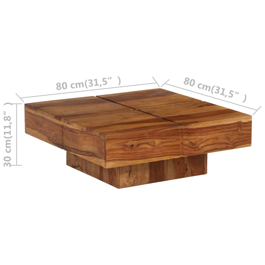 vidaXL Mesa de centro 80x80x30 cm madeira de acácia maciça