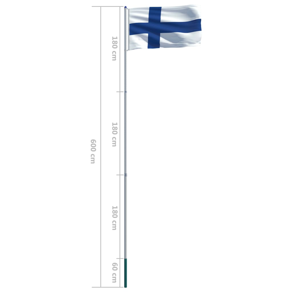 vidaXL Bandeira da Finlândia com mastro de alumínio 6 m