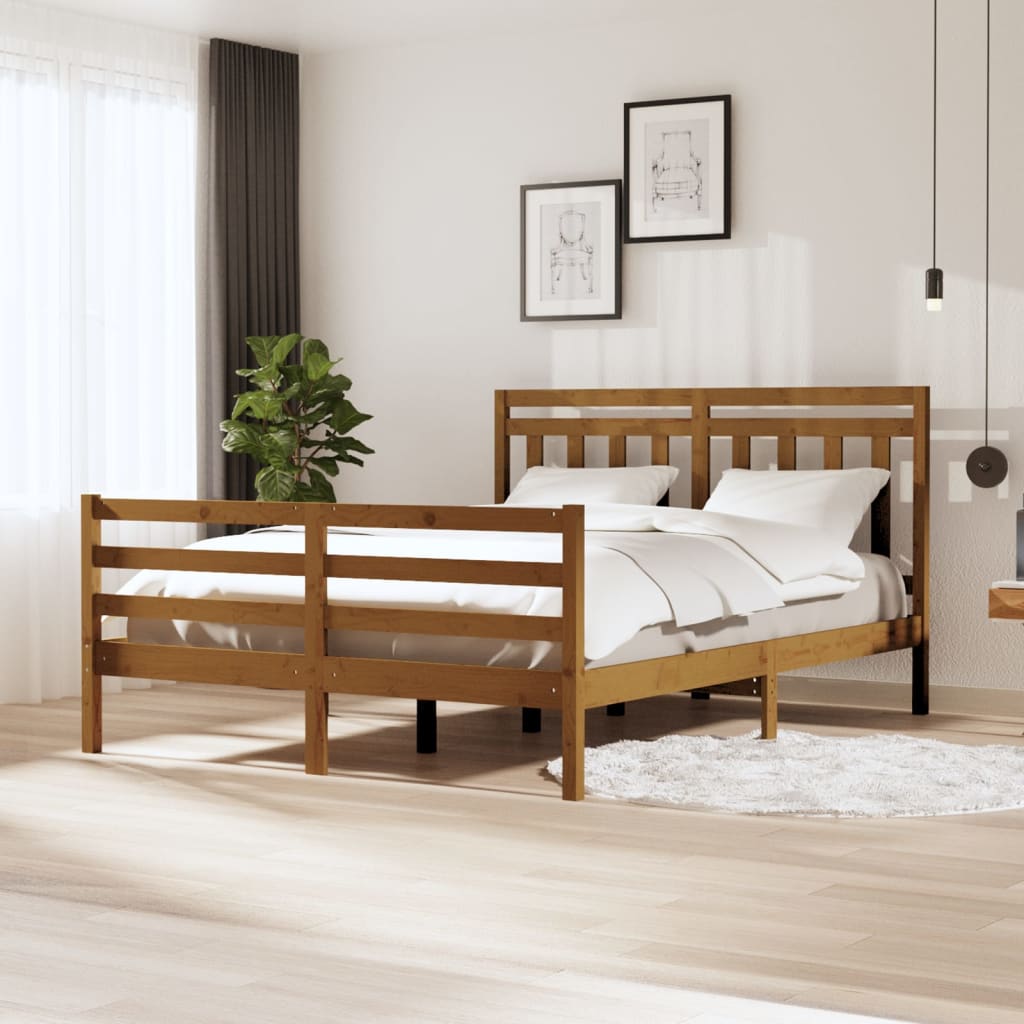 vidaXL Estrutura de cama 160x200cm madeira maciça castanho mel