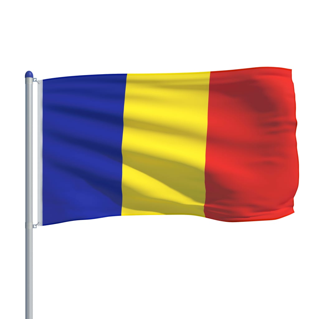 vidaXL Bandeira da Roménia com mastro de alumínio 6 m