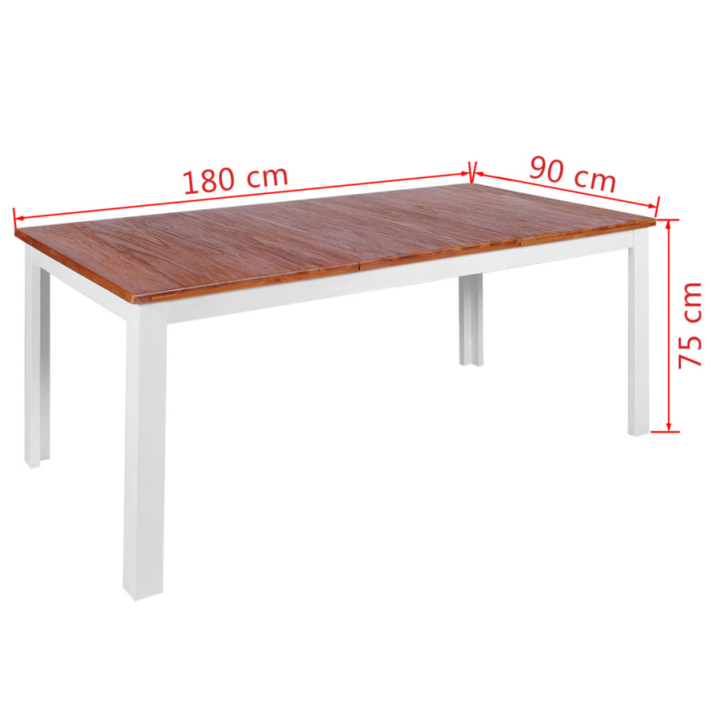 vidaXL Mesa de jantar em madeira maciça de teca e mogno 180x90x75 cm