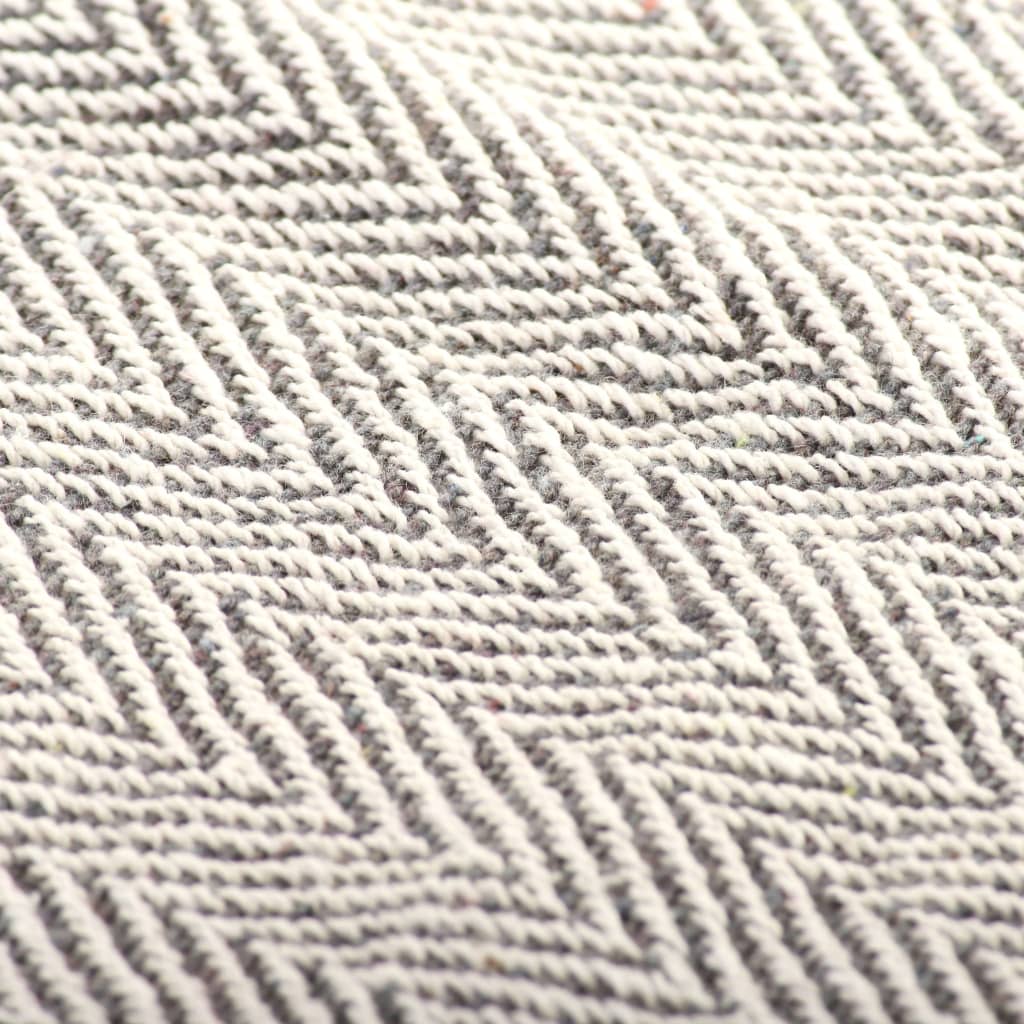 vidaXL Manta em algodão 125x150 cm padrão espinha cinzento