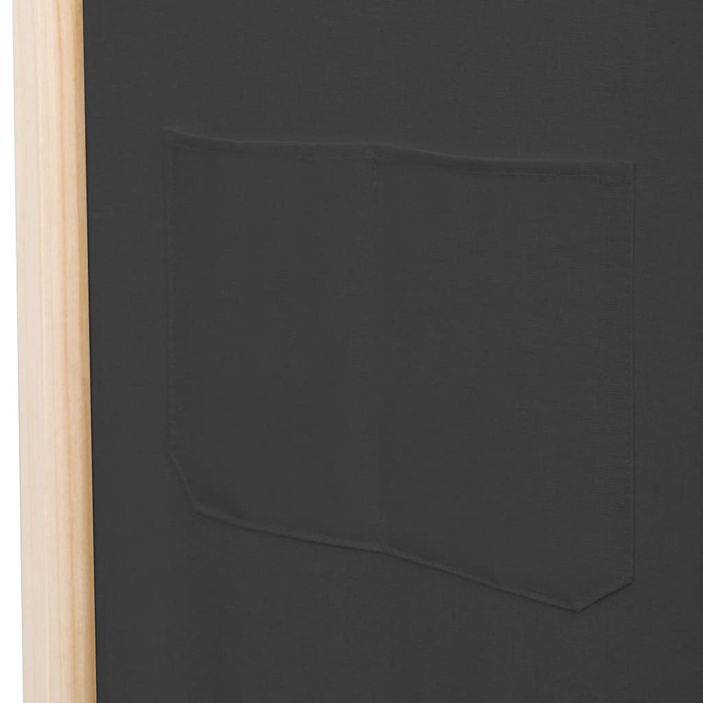 vidaXL Divisória de quarto com 5 painéis 200x170x4 cm tecido cinzento