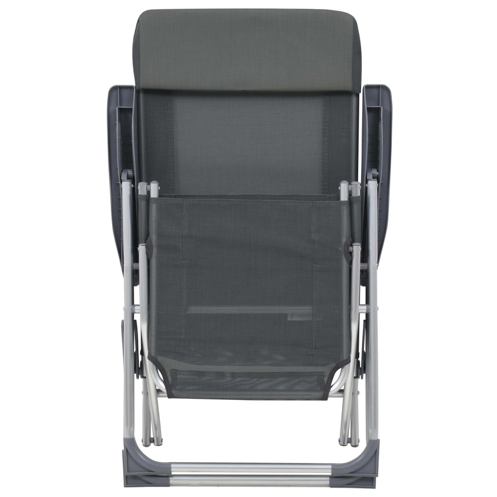 vidaXL Cadeiras campismo dobráveis c/ apoio pés 2 pcs textilene cinza