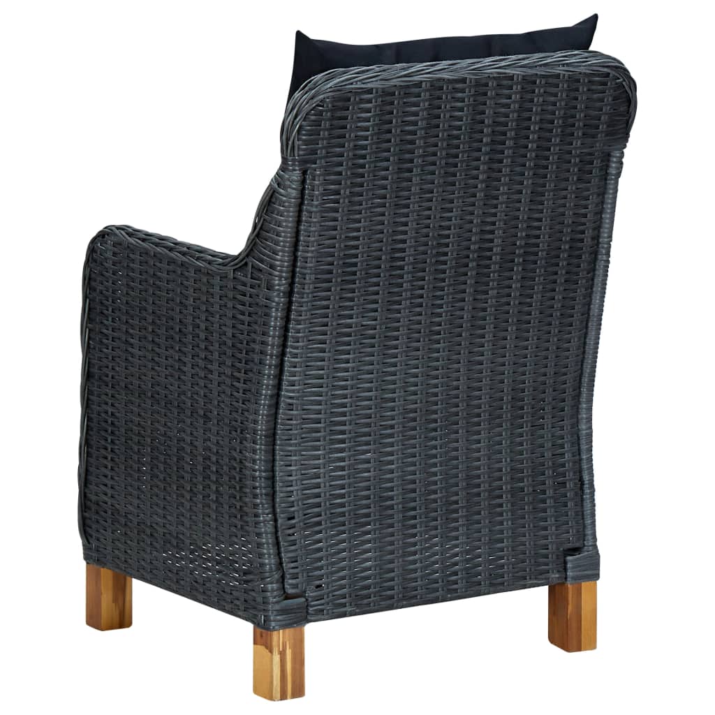 vidaXL Cadeiras de jardim c/ almofadões 2 pcs vime PE cinzento-escuro