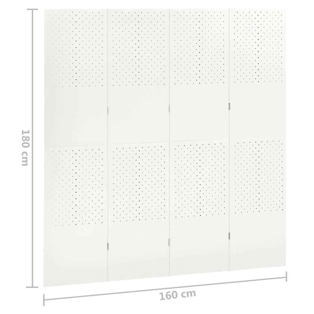 vidaXL Divisória de quarto com 4 painéis aço 160x180 cm branco