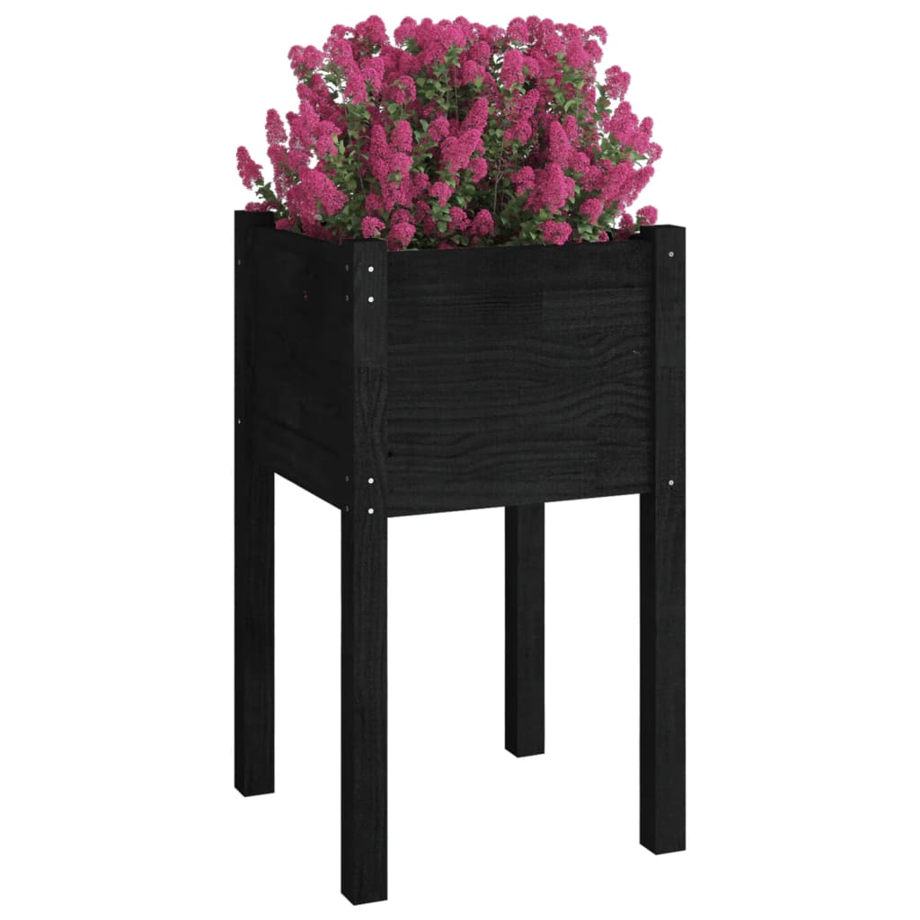 vidaXL Vaso de jardim 40x40x70 cm madeira de pinho maciça preto