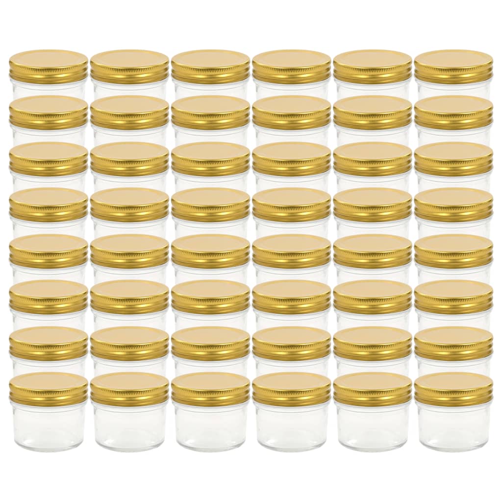 vidaXL Frascos de vidro com tampas douradas 48 pcs 110 ml