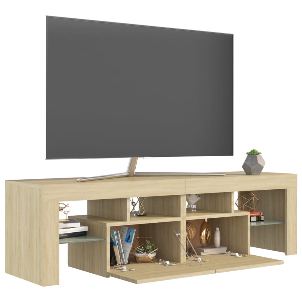 vidaXL Móvel de TV com luzes LED 140x36,5x40 cm carvalho sonoma