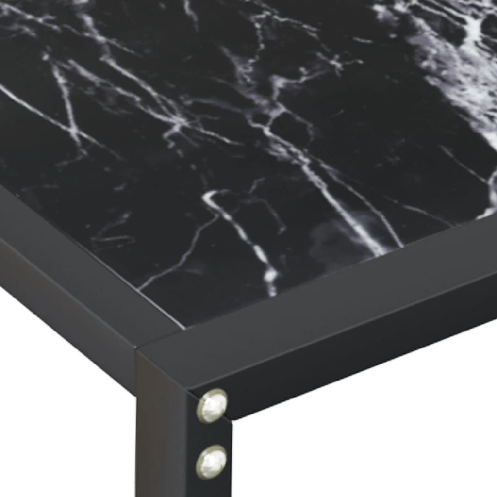 vidaXL Mesa consola mármore preto 180x35x75,5 cm vidro temperado
