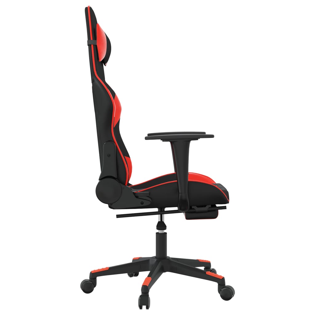 vidaXL Cadeira gaming massagem + apoio pés couro artif. preto/vermelho