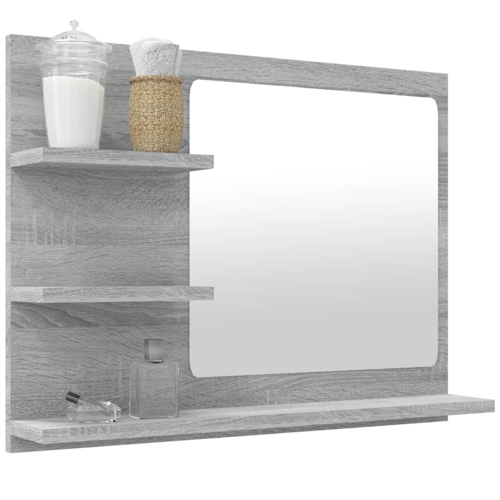 vidaXL Espelho WC 60x10,5x45 cm derivados de madeira cinzento sonoma