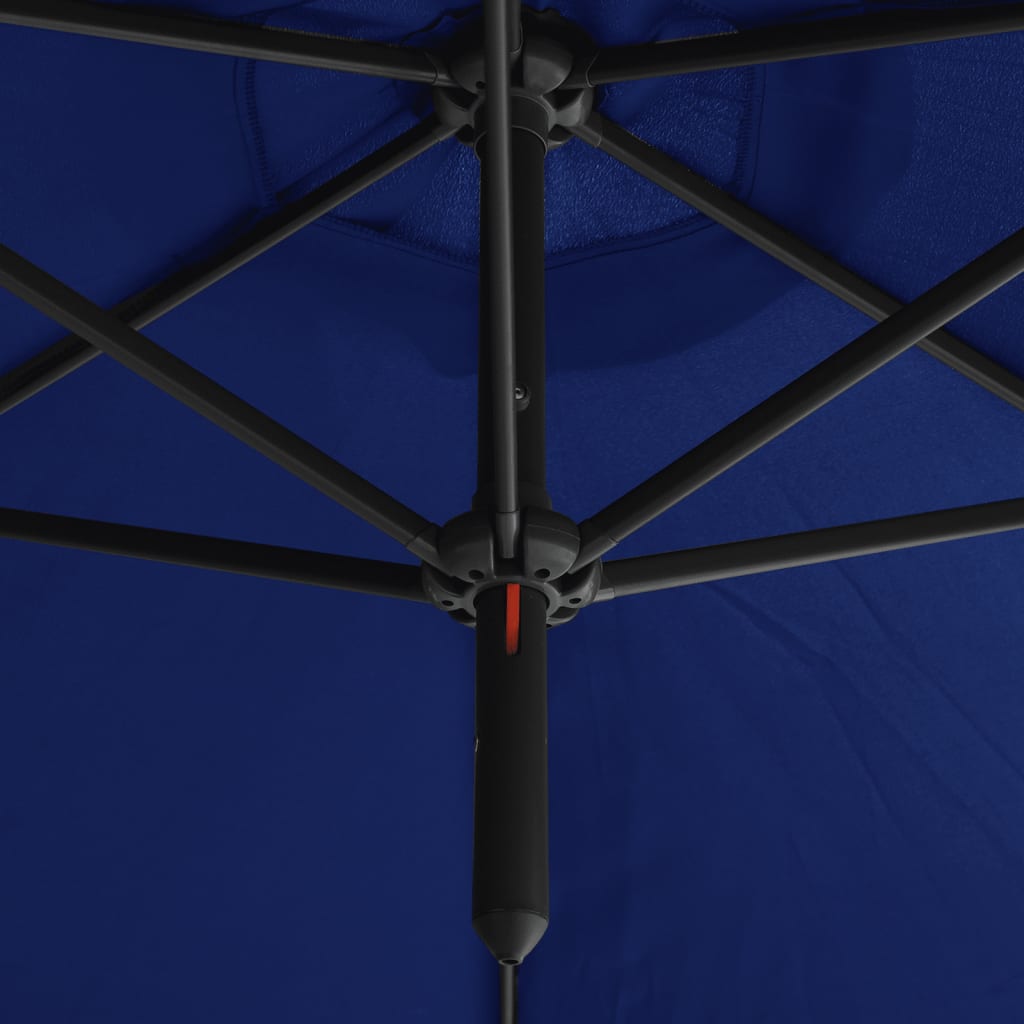 vidaXL Guarda-sol duplo com mastro de aço 600 cm azul-ciano