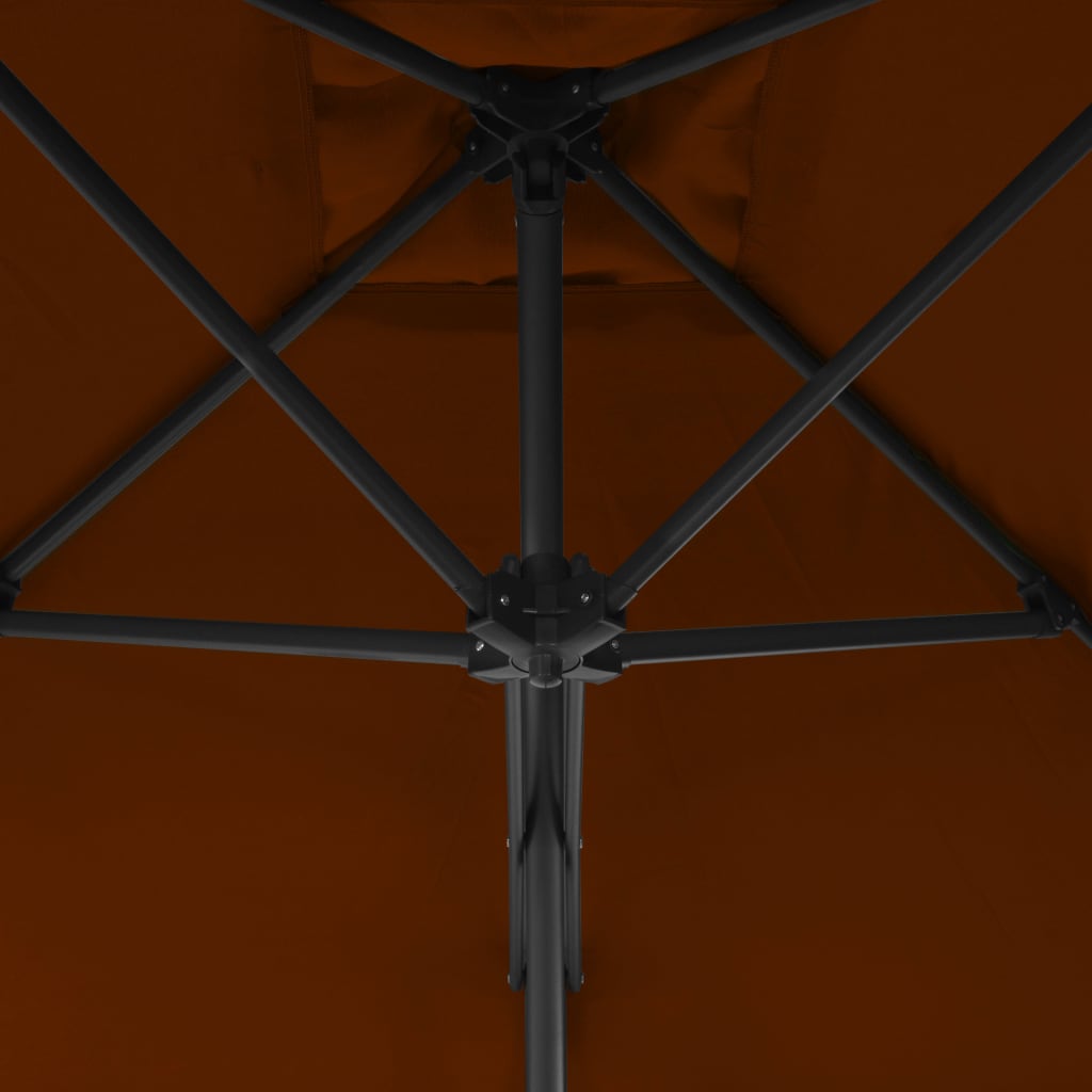 vidaXL Guarda-sol de exterior c/ poste de aço 300x230 cm terracota