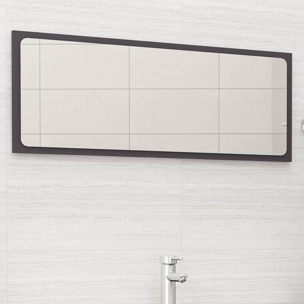 vidaXL Espelho de casa de banho 100x1,5x37 cm contraplacado cinzento