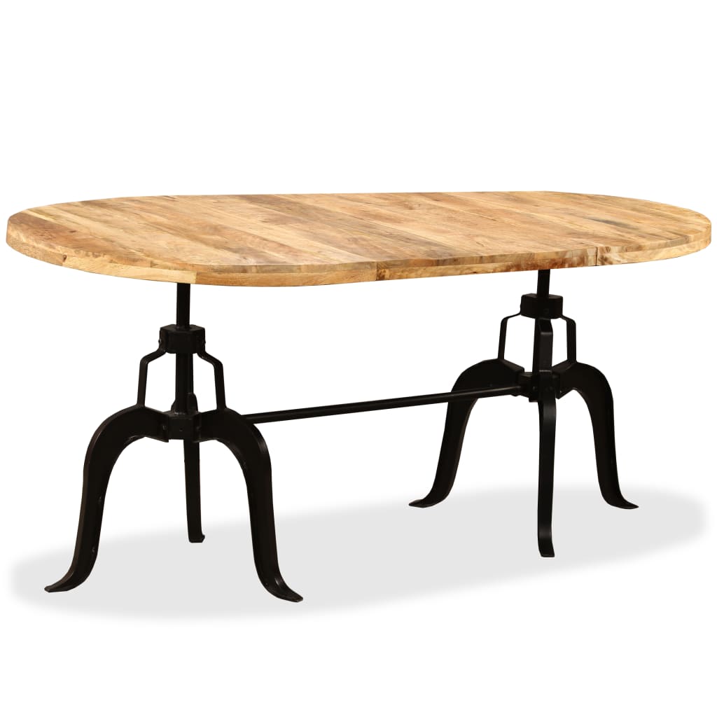 vidaXL Mesa de jantar madeira de mangueira maciça e aço 180 cm