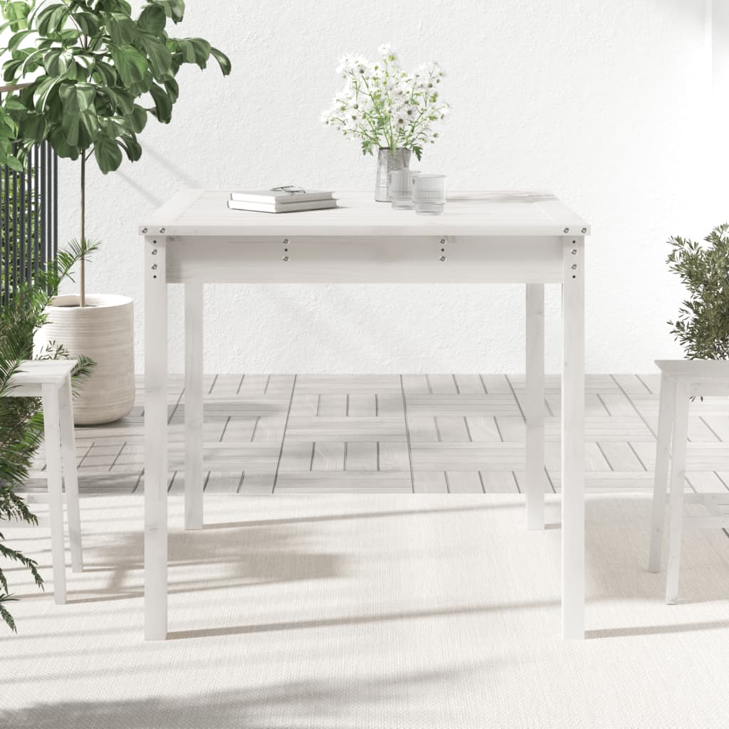 vidaXL Mesa de jardim 82,5x82,5x76 cm madeira de pinho maciça branco