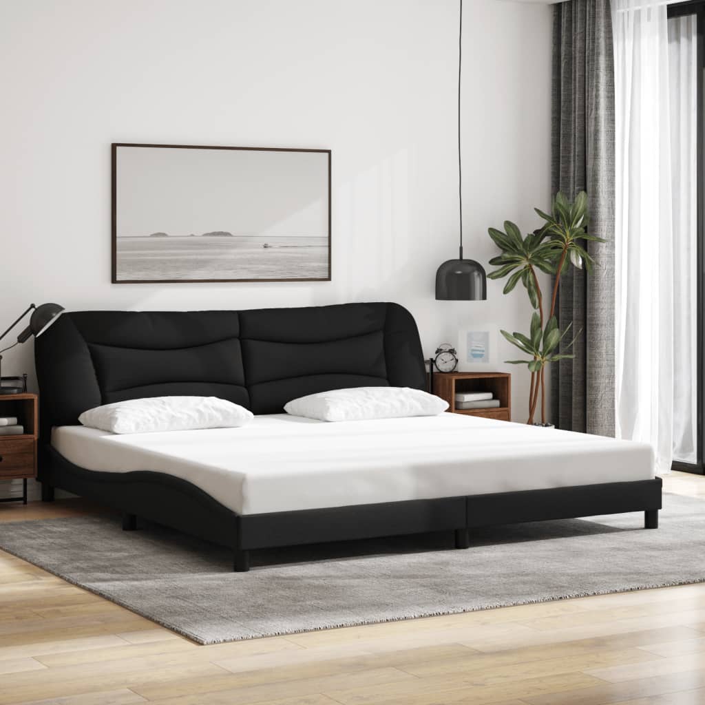vidaXL Estrutura de cama com cabeceira 200x200 cm tecido preto