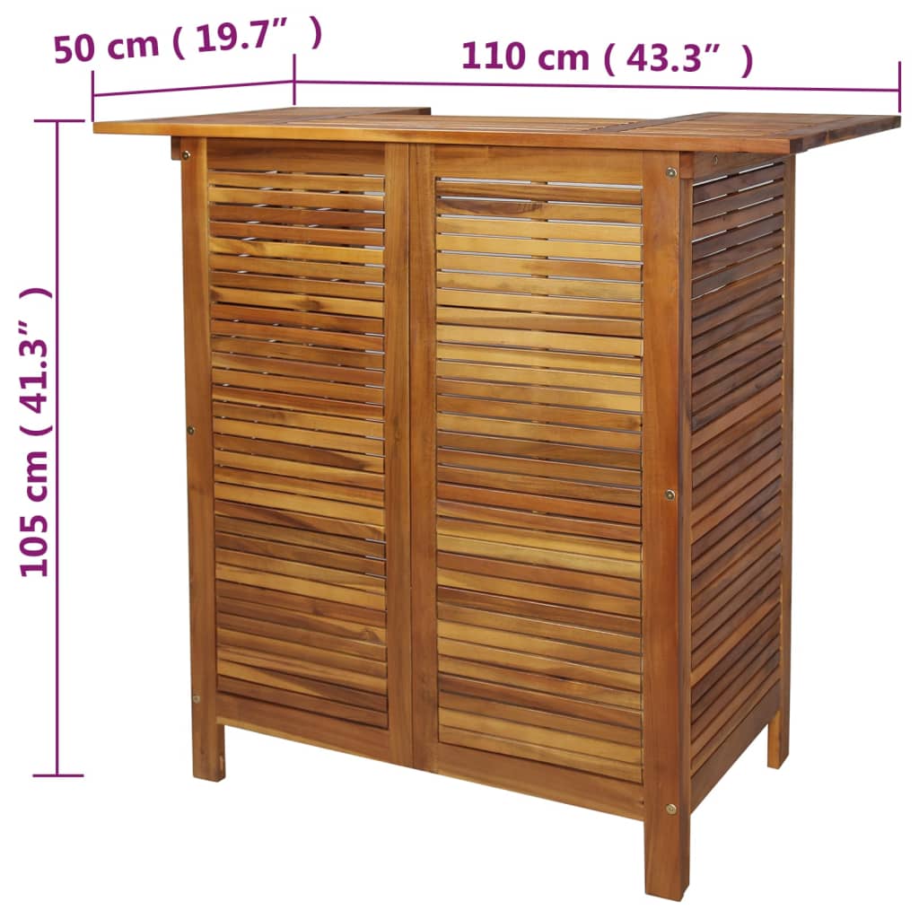 vidaXL Mesa de bar 110x50x105 cm madeira de acácia maciça