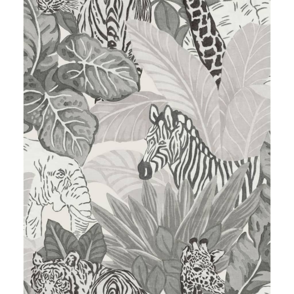 Noordwand Papel de parede Good Vibes Jungle Animals cinzento e preto ...