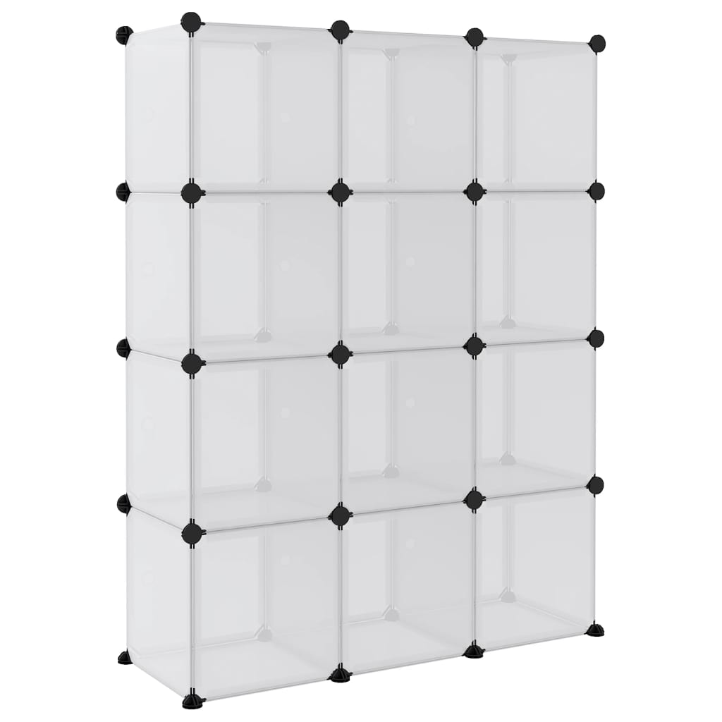 vidaXL Organizador de arrumação com 12 cubos e portas PP transparente