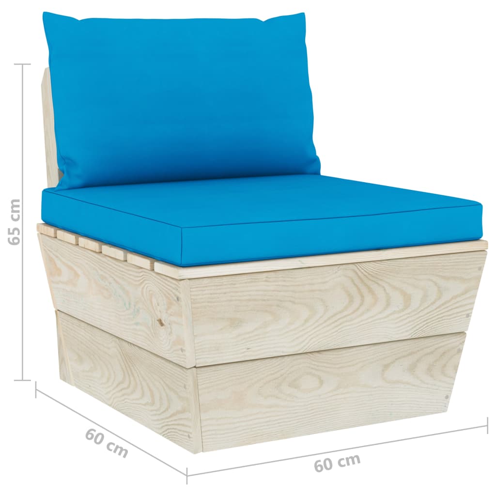 vidaXL 5 pcs conjunto lounge de paletes + almofadões madeira de abeto