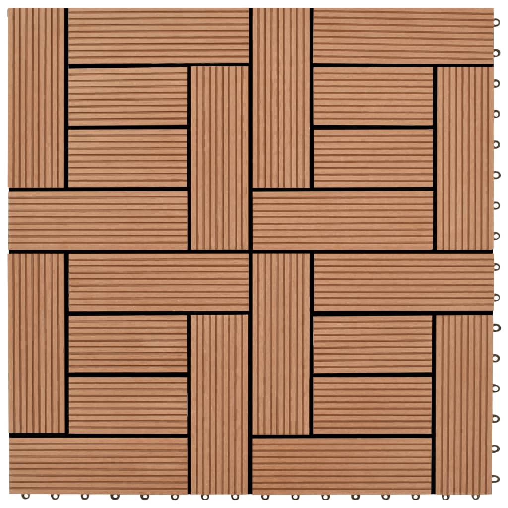 Conjunto 11 azulejos WPC para plataforma castanho 30x30 cm