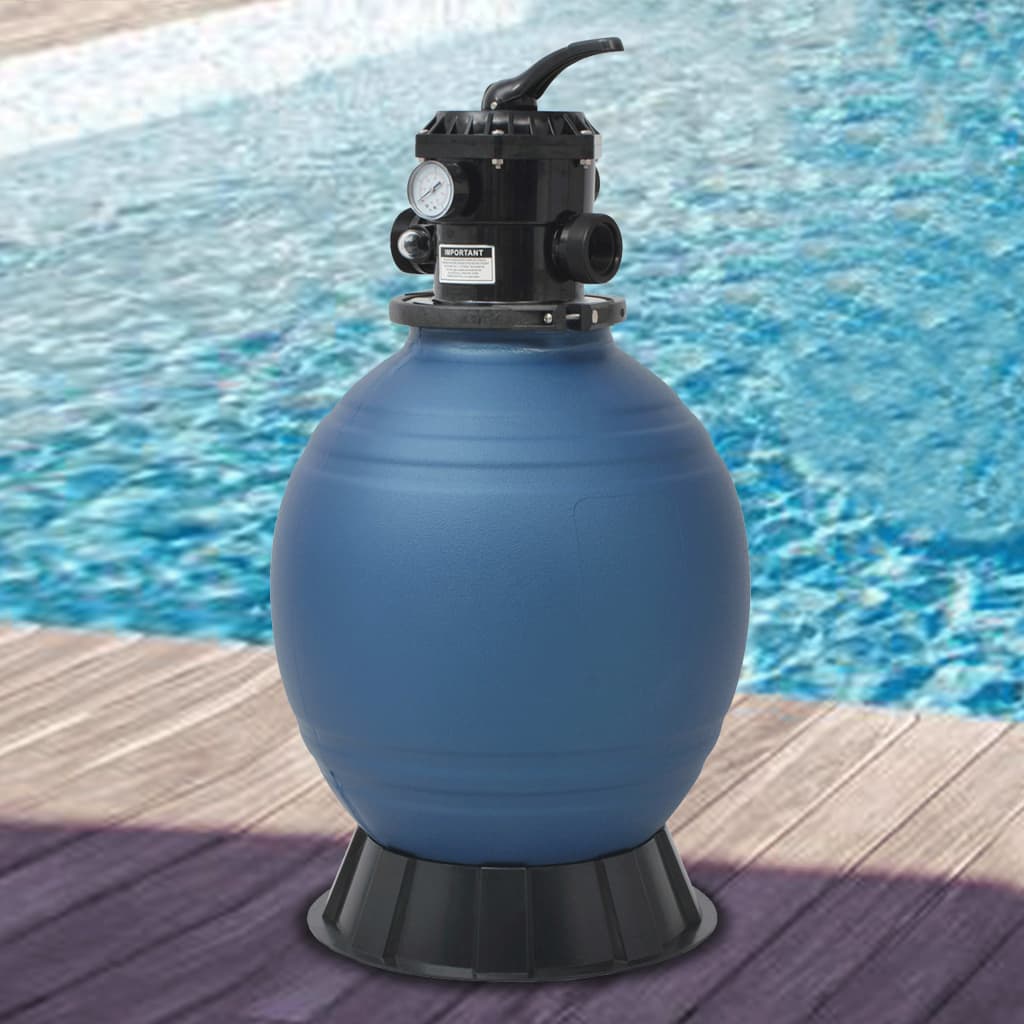 vidaXL Filtro de areia p/ piscina válvula de 6 posições azul 460 mm