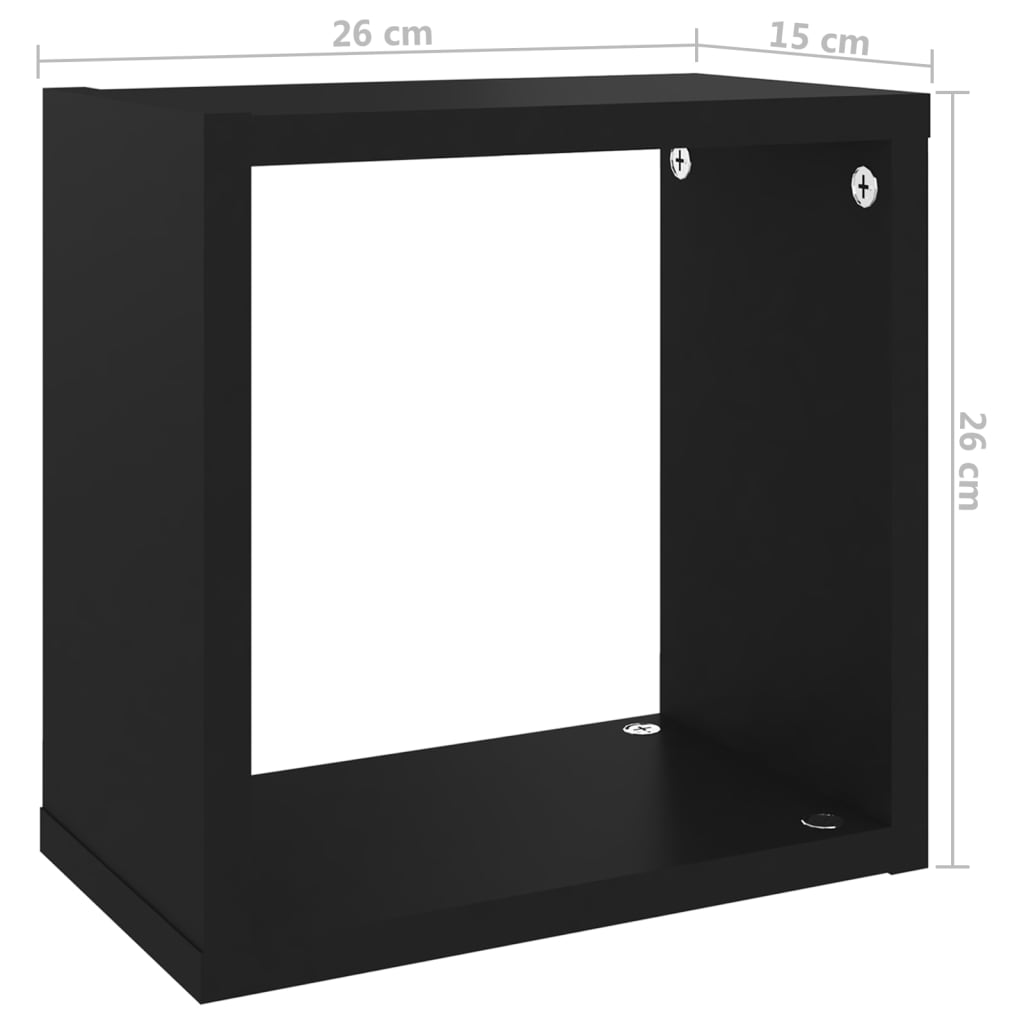 vidaXL Prateleiras de parede em forma de cubo 4 pcs 26x15x26 cm preto