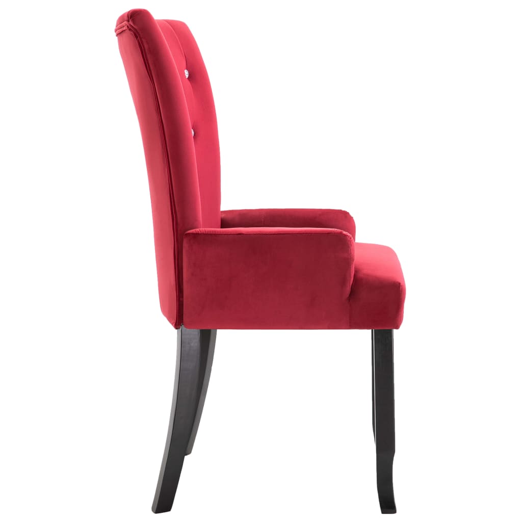 vidaXL Cadeira de jantar com apoio de braços 2 pcs veludo vermelho