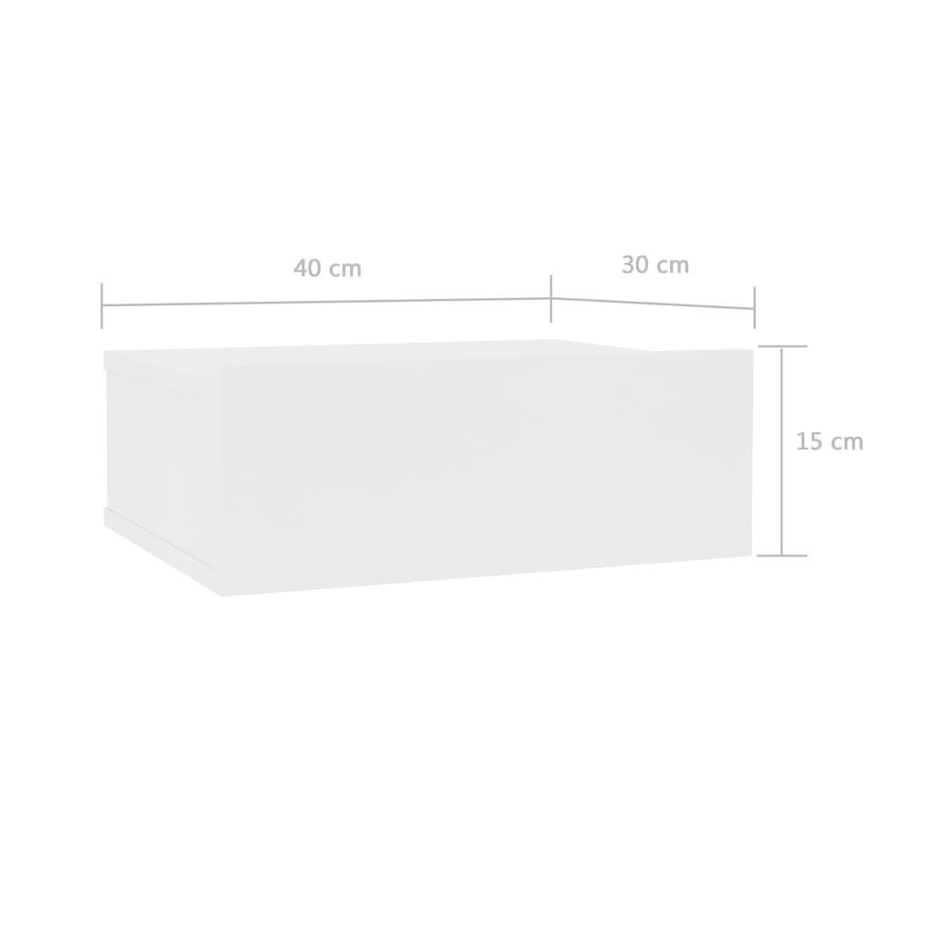 vidaXL Mesa de cabeceira suspensa 40x30x15 cm contraplacado branco