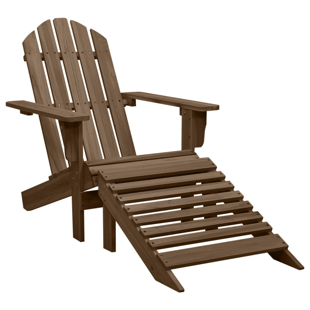 vidaXL Cadeira de jardim Adirondack c/ otomano e mesa abeto castanho