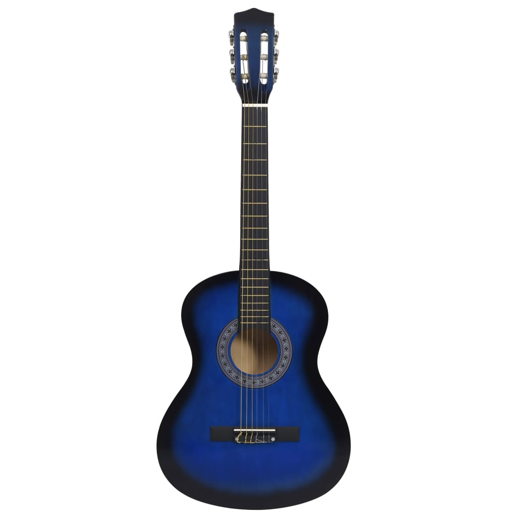 vidaXL 8 pcs conj. guitarra clássica crianças/iniciantes 3/4 36" azul