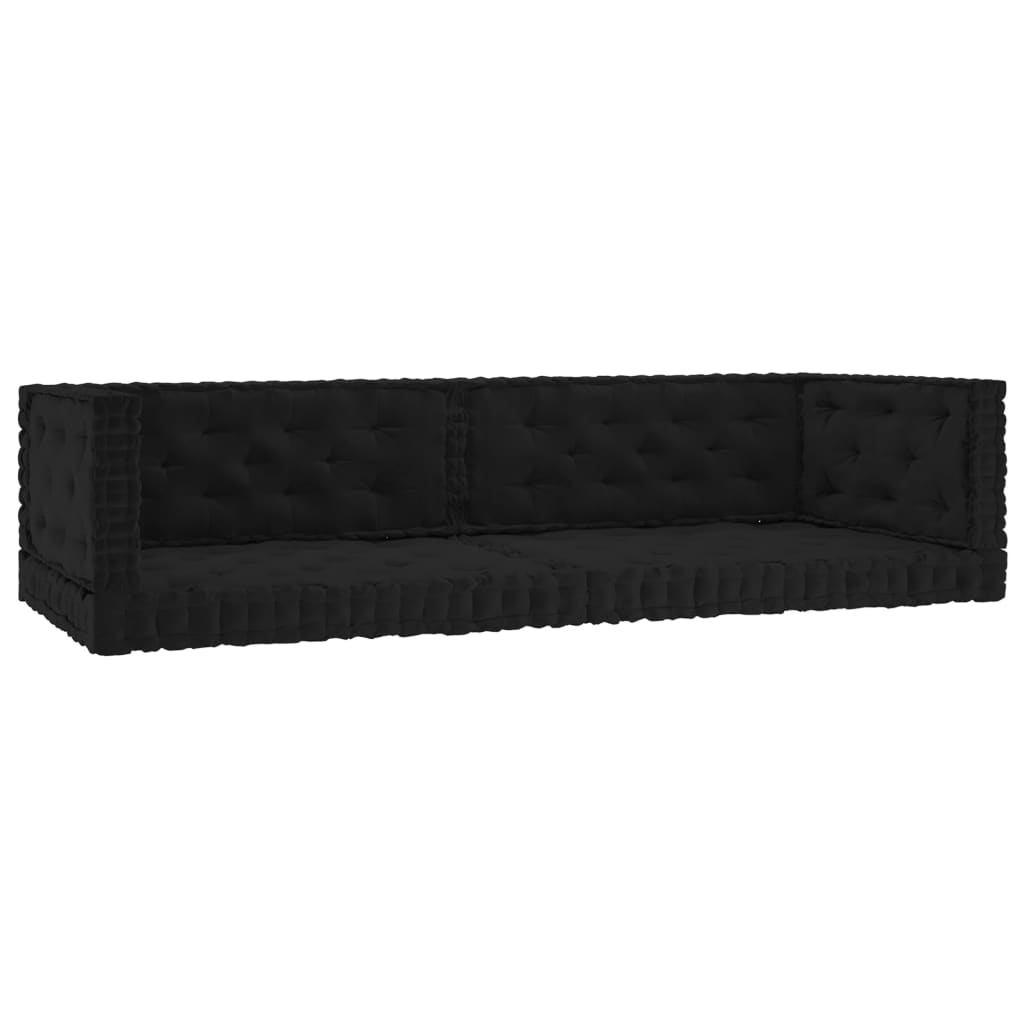 vidaXL Almofadões para sofá de paletes 6 pcs algodão preto