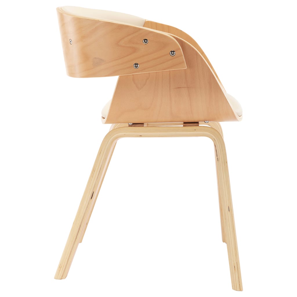 vidaXL Cadeiras jantar 6 pcs madeira curvada e couro artificial creme