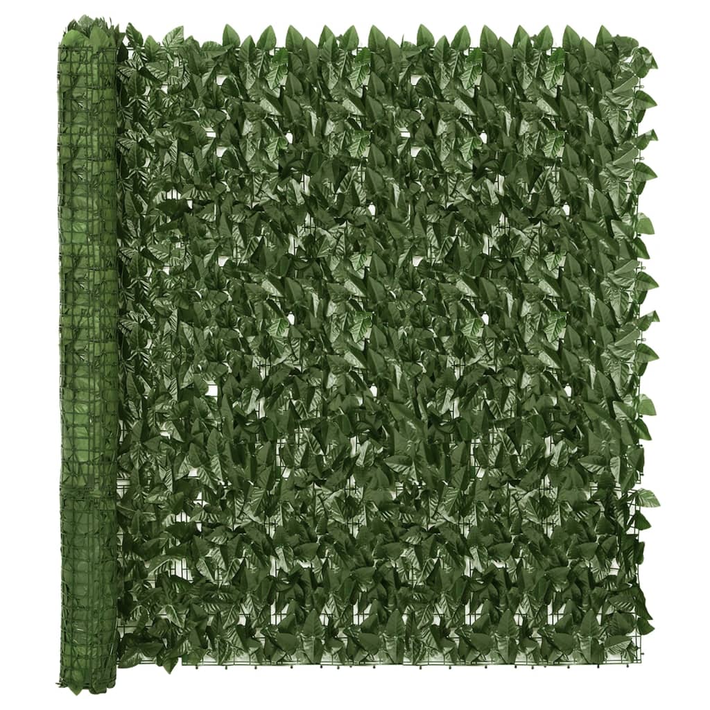 vidaXL Tela de varanda com folhas verde-escuras 300x150 cm