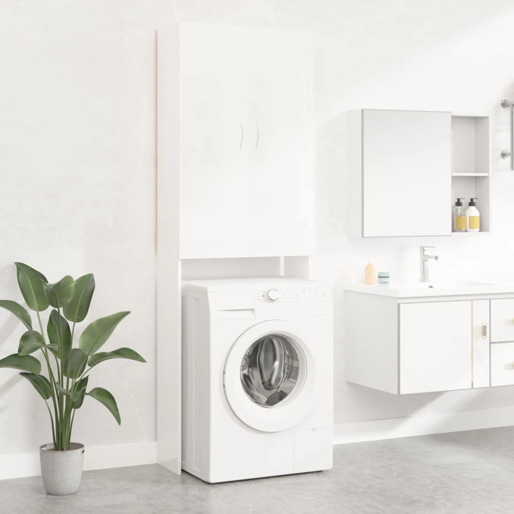 vidaXL Armário máquina lavar roupa 64x25,5x190 cm branco brilhante