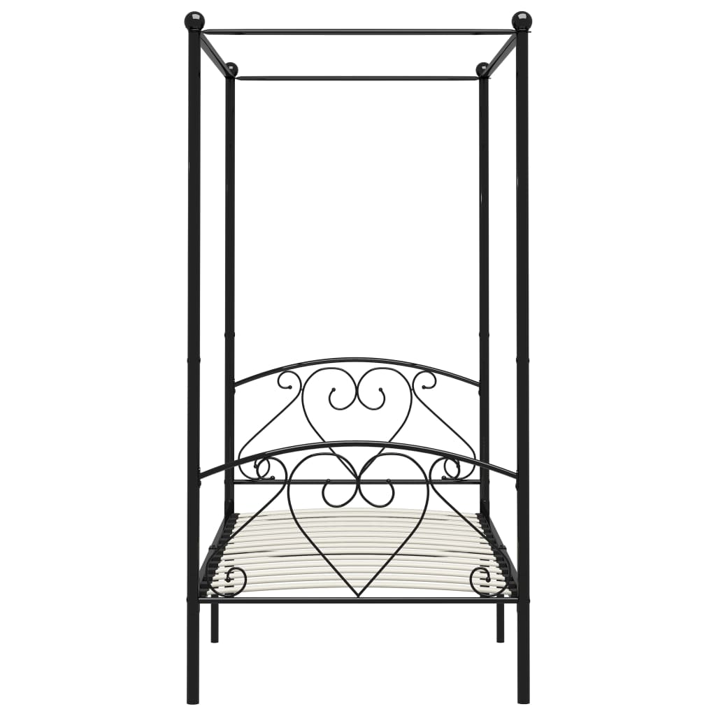 vidaXL Estrutura de cama com dossel metal preto 90x200 cm