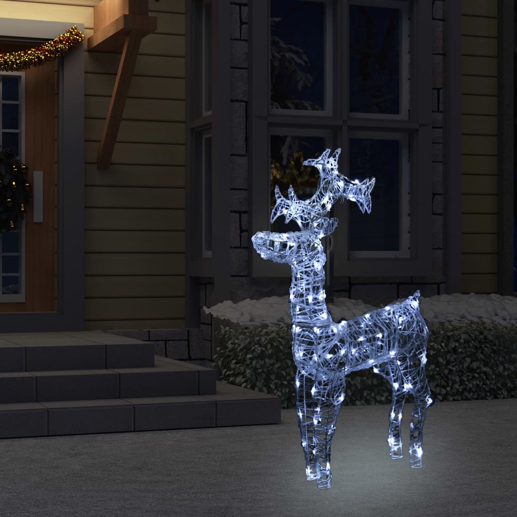 vidaXL Rena decorativa de Natal 90 luzes LED 60x16x100 cm acrílico