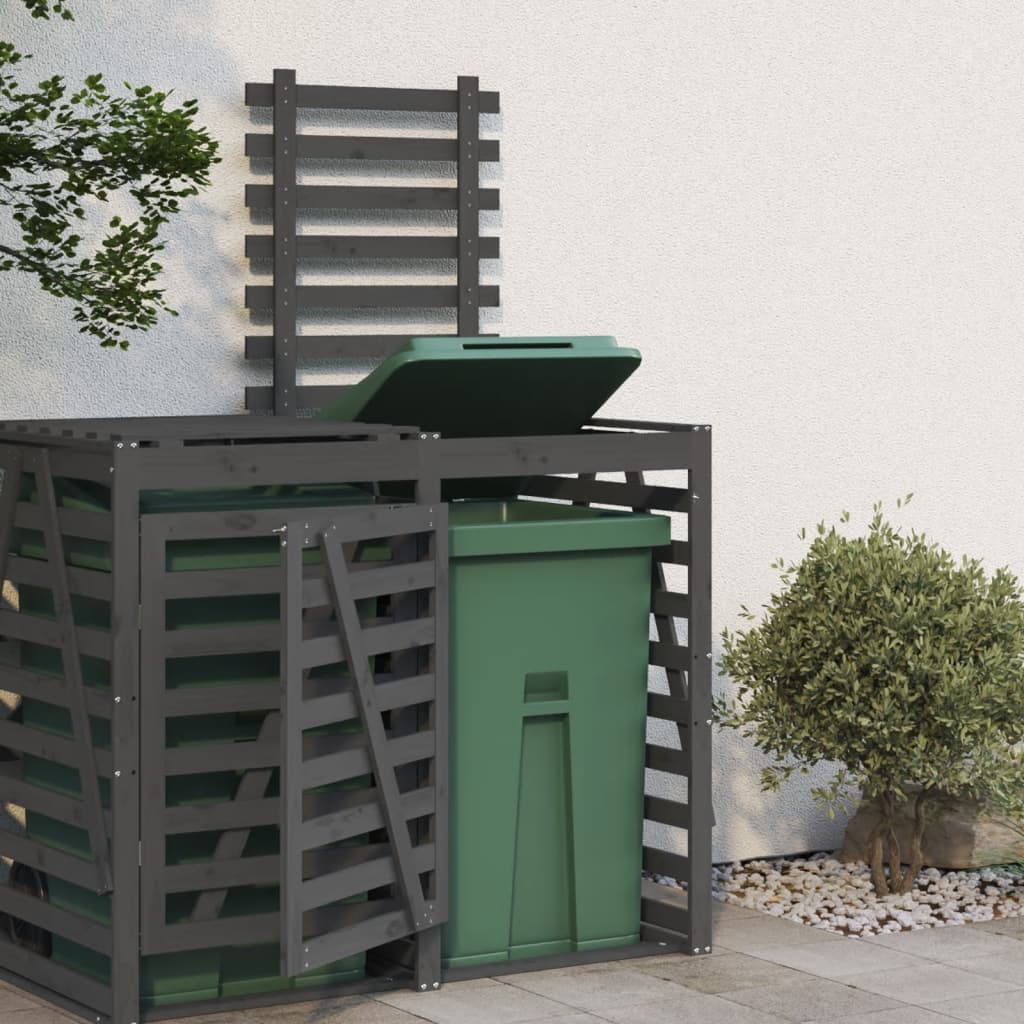 vidaXL Extensão de abrigo para caixote do lixo pinho maciço cinzento