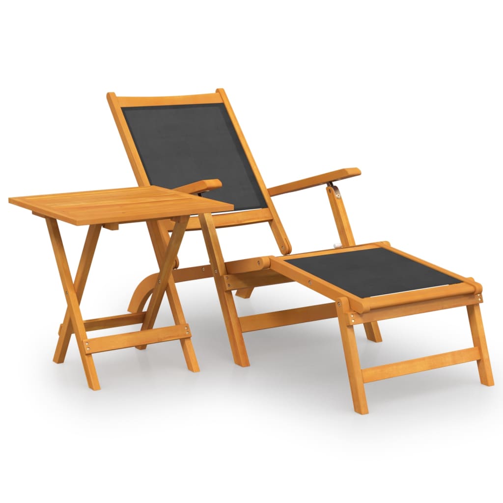 vidaXL Cadeira de terraço p/ exterior c/ mesa acácia maciça/textilene