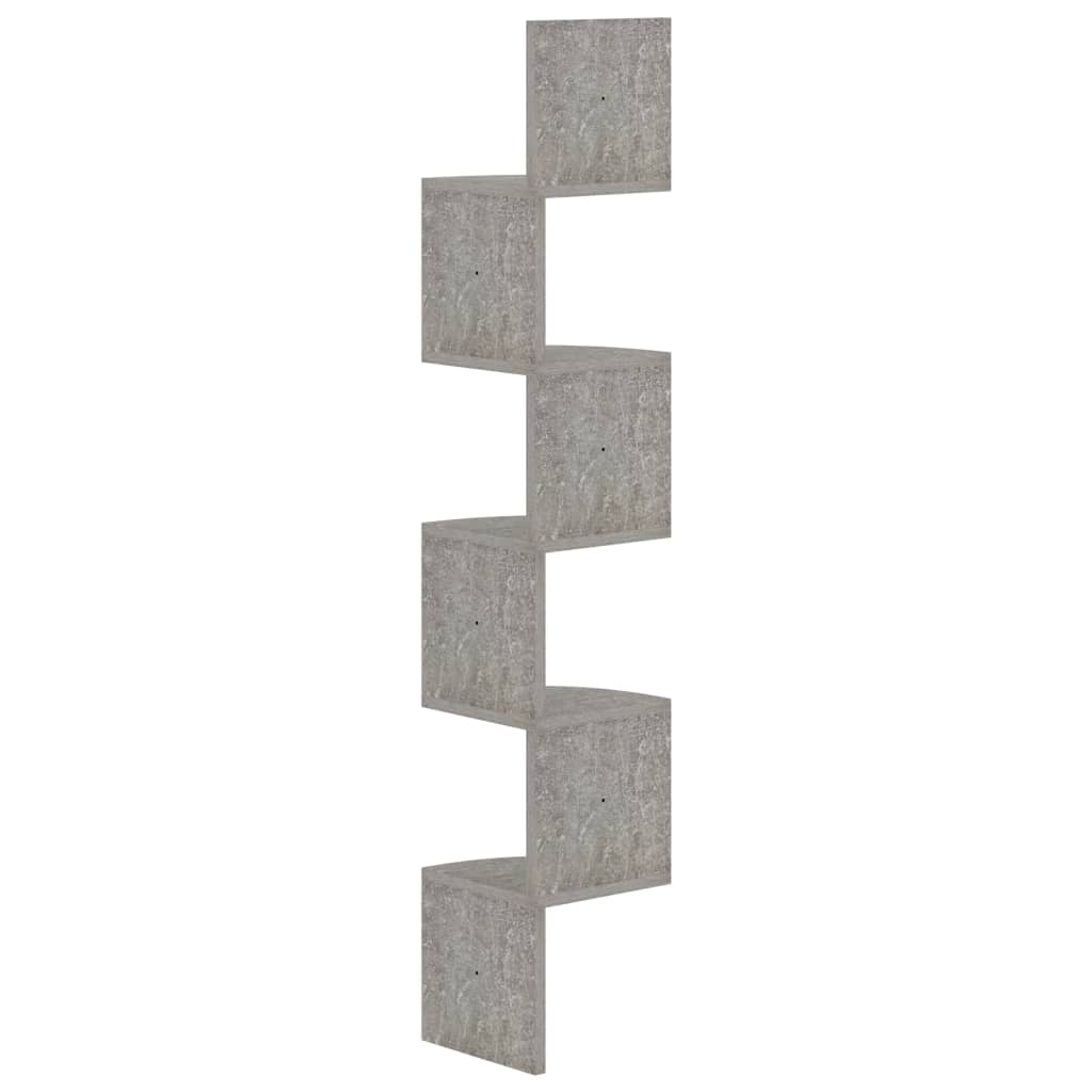 vidaXL Estante de canto p/ parede derivados de madeira cinza cimento