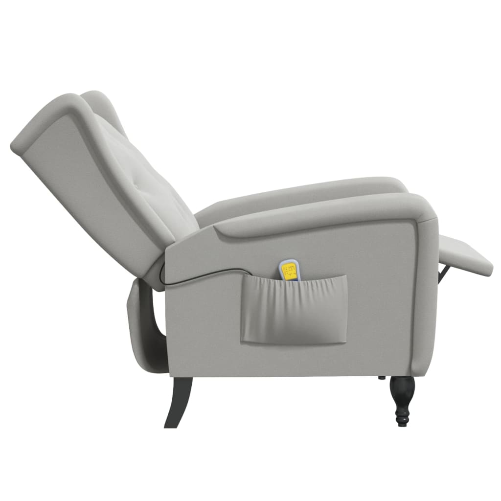 vidaXL Poltrona de massagens reclinável veludo cinzento-claro
