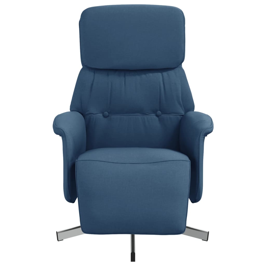 vidaXL Cadeira reclinável c/ apoio de pés tecido azul